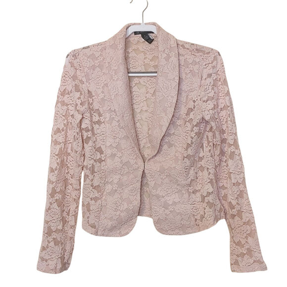 International Concepts INC Size Medium Cotton Nylon Lace Deep V Cut Pink Sheer - Picture 1 of 9